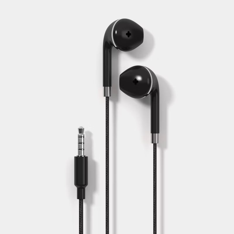 3.5mm Plug‑and‑Play In‑Ear Wired Earbuds With Call Microphone & Anti‑Tangling Cord